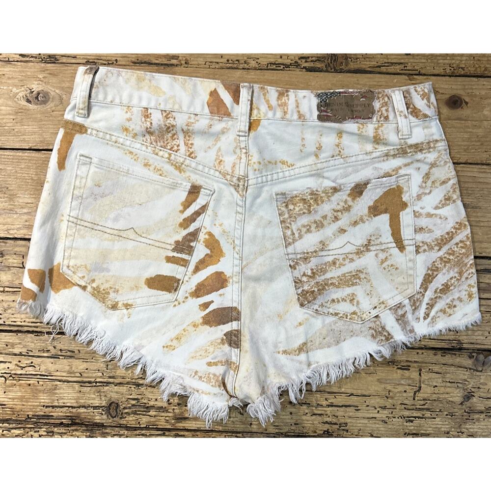Denim&Supply RL Women’s Zebra Print Cream/Orange Vintage Cut Off Shorts Size 30 - Picture 2 of 10